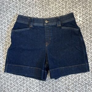 Women's Spanx Trouser Jean Shorts in Dark Wash, Size L